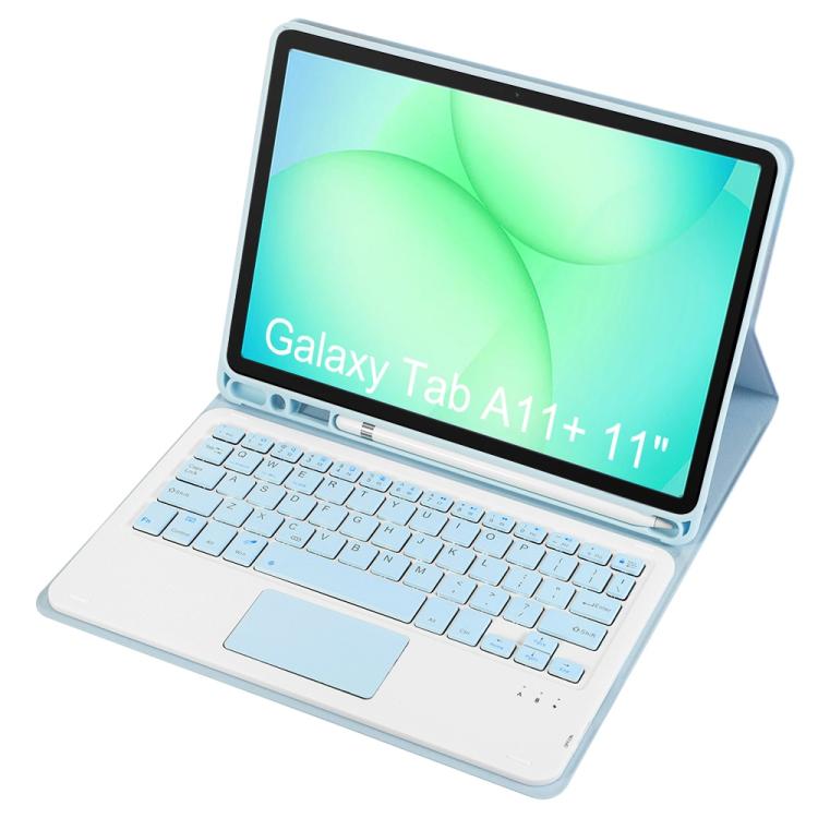 For Samsung Galaxy Tab A11+ Candy Color TPU Touch Bluetooth Keyboard Leather Tablet Case with Pen Holder