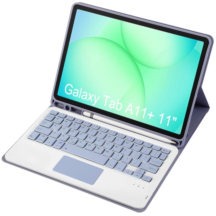 For Samsung Galaxy Tab A11+ Candy Color TPU Touch Bluetooth Keyboard Leather Tablet Case with Pen Holder