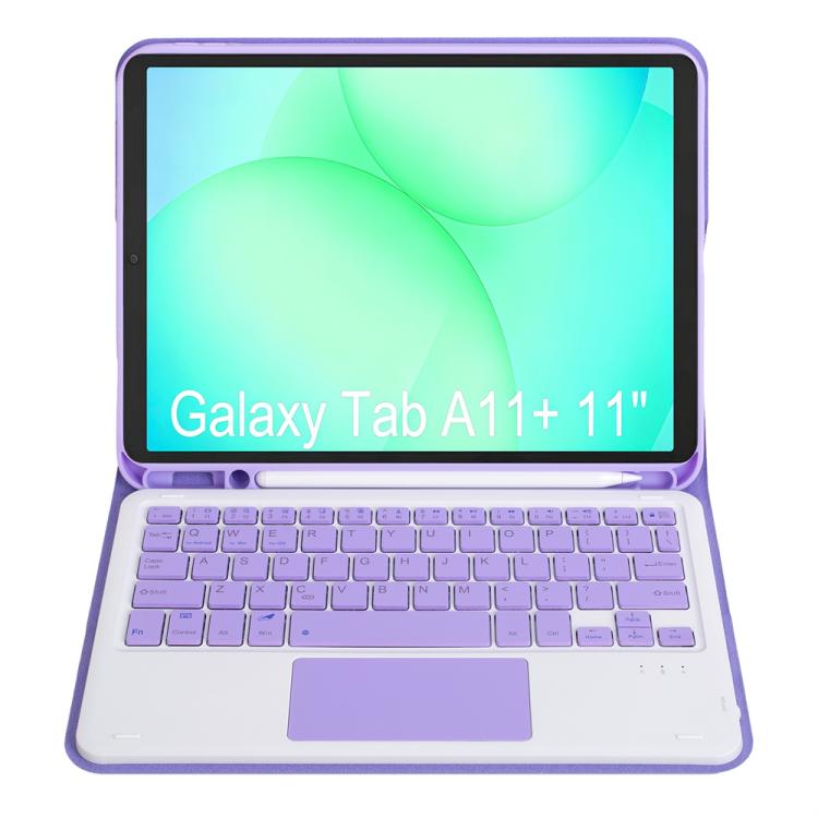 For Samsung Galaxy Tab A11+ Candy Color TPU Touch Bluetooth Keyboard Leather Tablet Case with Pen Holder