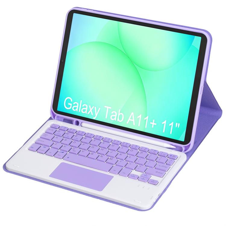 For Samsung Galaxy Tab A11+ Candy Color TPU Touch Bluetooth Keyboard Leather Tablet Case with Pen Holder