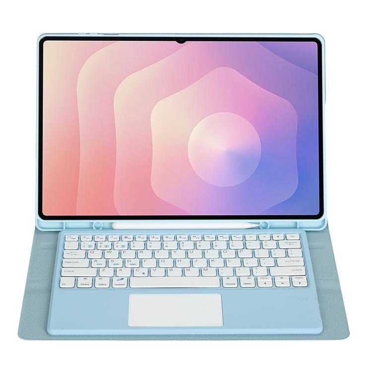 For Samsung Galaxy Tab S11 Ultra Candy Color TPU Touch Bluetooth Keyboard Leather Tablet Case with Pen Holder