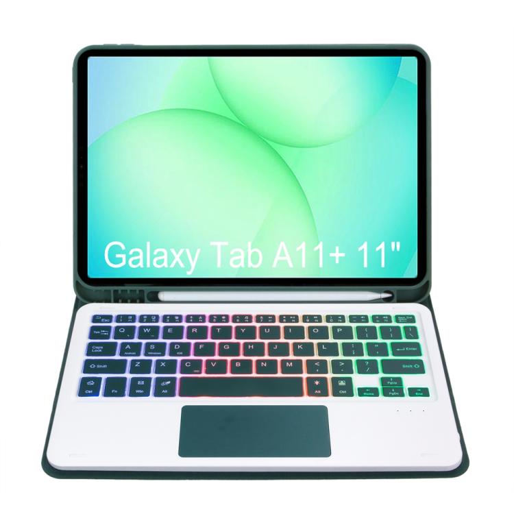 For Samsung Galaxy Tab A11+ Candy Color Touch Backlight Bluetooth Keyboard Leather Tablet Case with Pen Holder