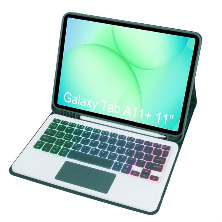 For Samsung Galaxy Tab A11+ Candy Color Touch Backlight Bluetooth Keyboard Leather Tablet Case with Pen Holder