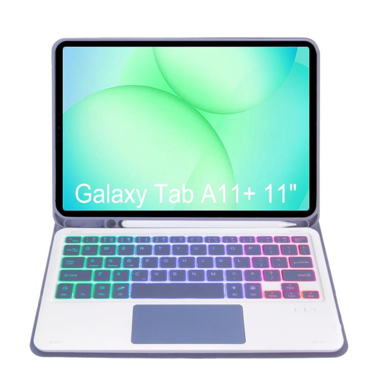 For Samsung Galaxy Tab A11+ Candy Color Touch Backlight Bluetooth Keyboard Leather Tablet Case with Pen Holder