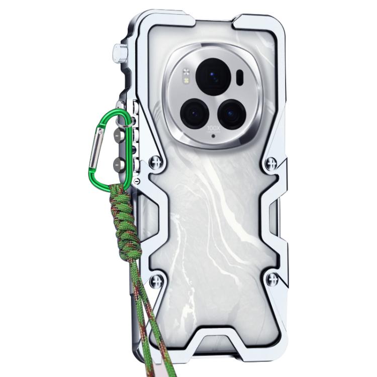 For Honor Magic6 Pro Trigger Design Hollow Metal Frame Phone Case with Lanyard
