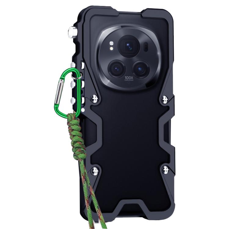 For Honor Magic6 Pro Trigger Design Hollow Metal Frame Phone Case with Lanyard