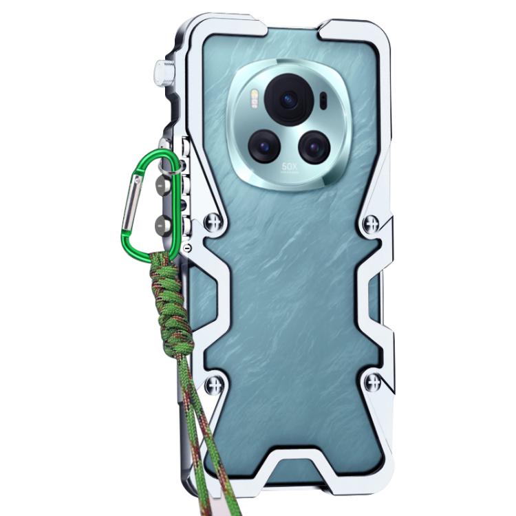 For Honor Magic6 Trigger Design Hollow Metal Frame Phone Case with Lanyard