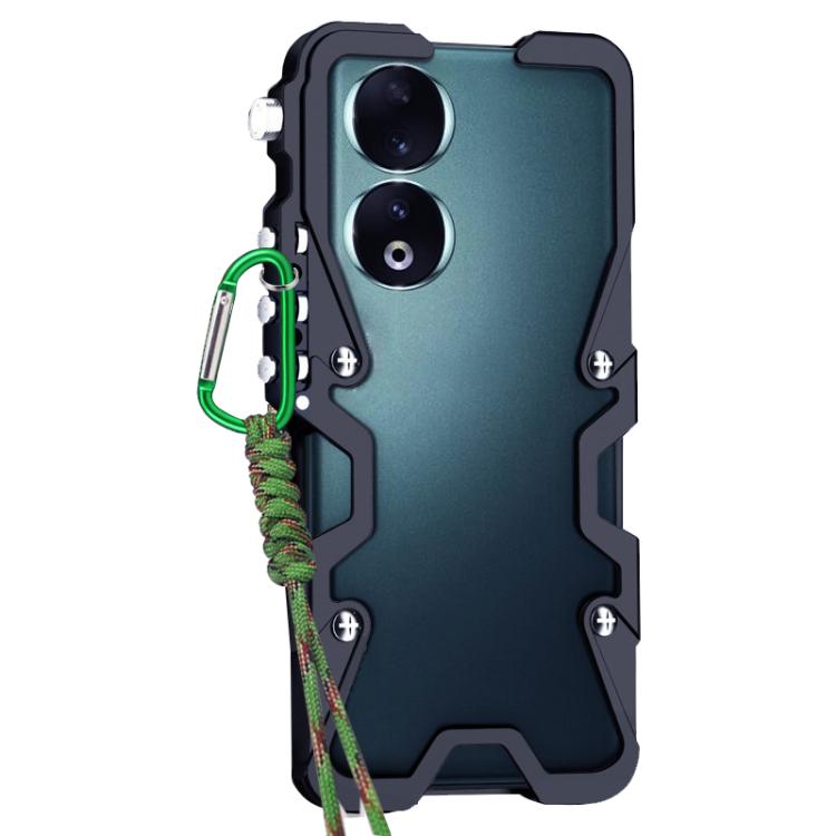 For Honor 90 Trigger Design Hollow Metal Frame Phone Case with Lanyard
