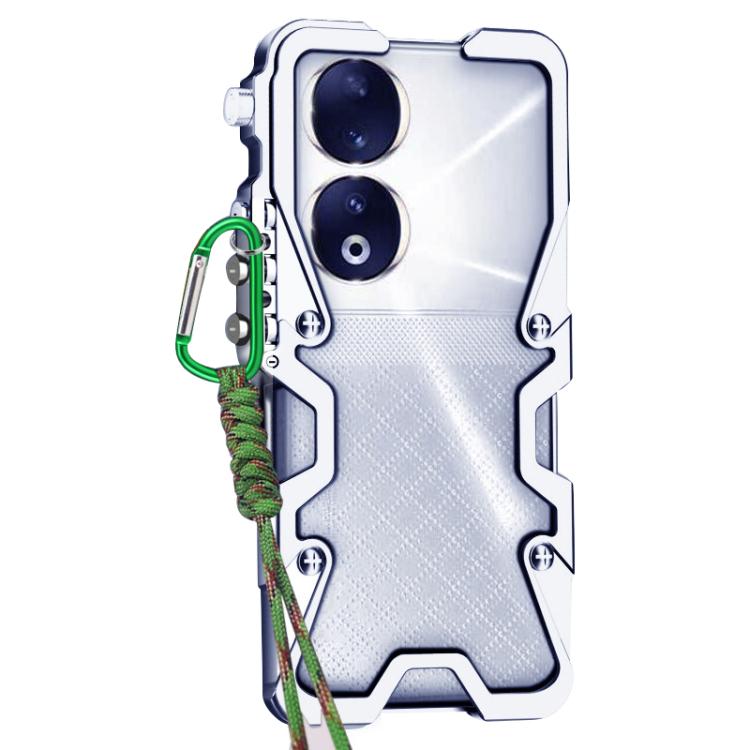 For Honor 90 Trigger Design Hollow Metal Frame Phone Case with Lanyard