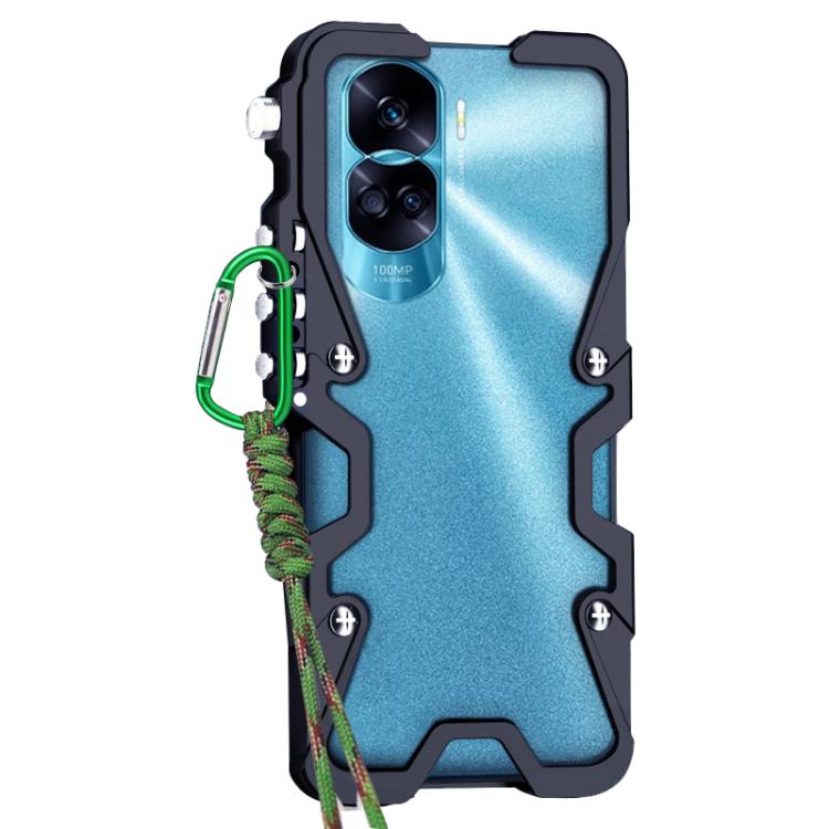 For Honor 90 Lite Trigger Design Hollow Metal Frame Phone Case with Lanyard