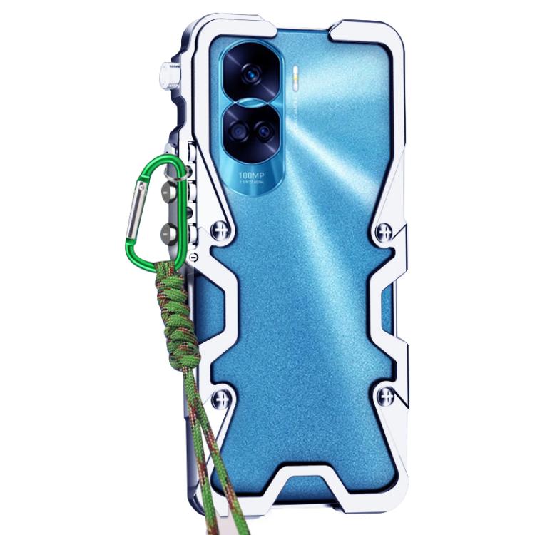 For Honor 90 Lite Trigger Design Hollow Metal Frame Phone Case with Lanyard