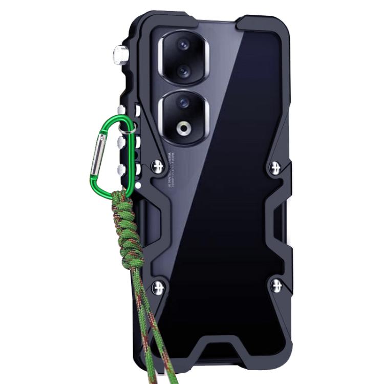 For Honor 90 Pro Trigger Design Hollow Metal Frame Phone Case with Lanyard