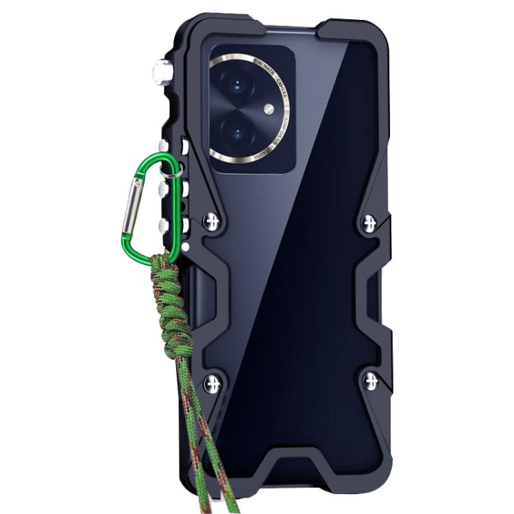 For Honor 100 Trigger Design Hollow Metal Frame Phone Case with Lanyard