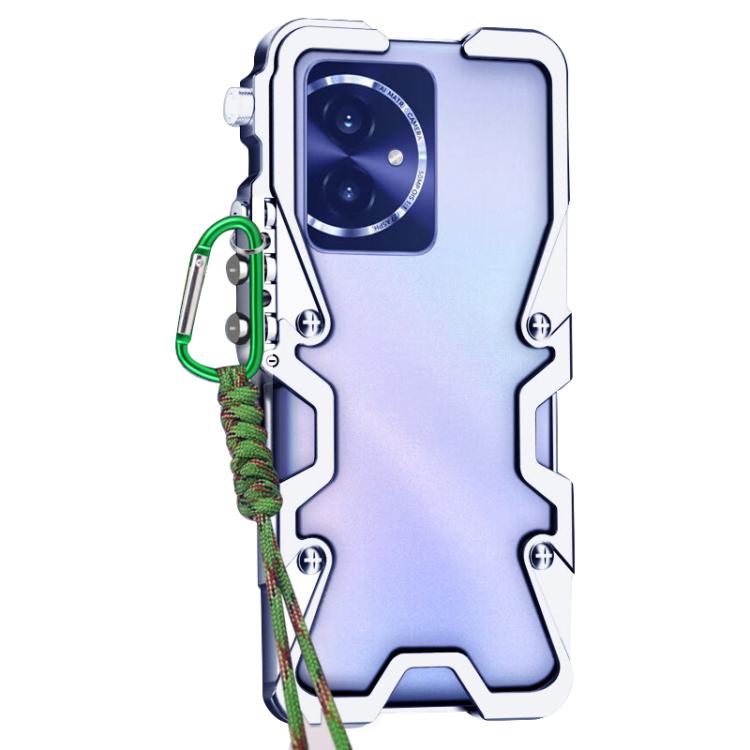 For Honor 100 Trigger Design Hollow Metal Frame Phone Case with Lanyard