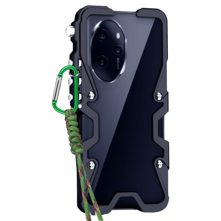 For Honor 100 Pro Trigger Design Hollow Metal Frame Phone Case with Lanyard