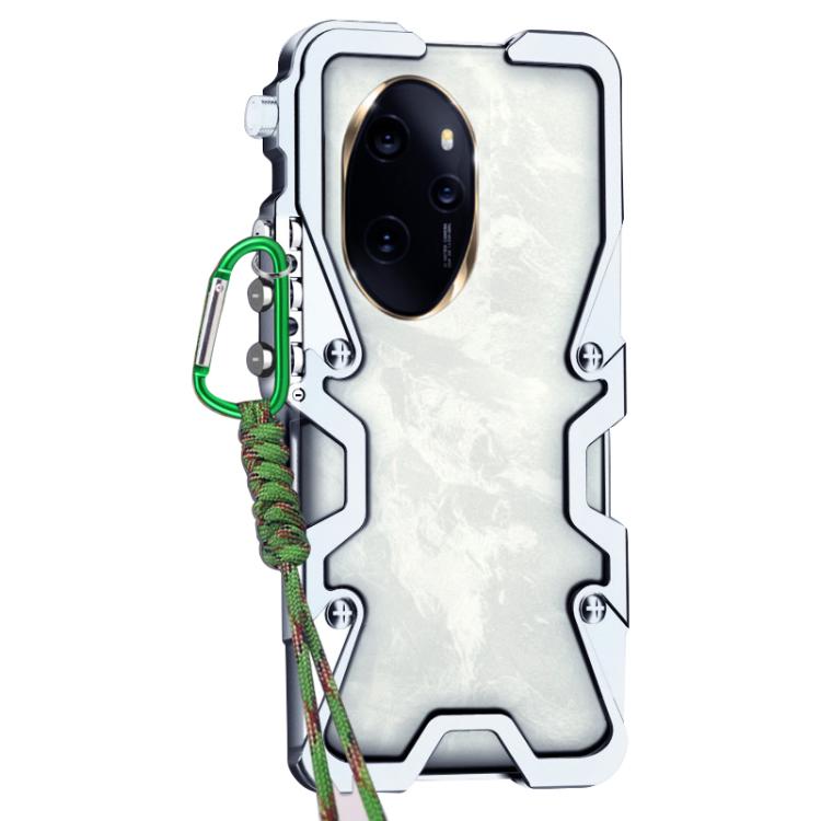 For Honor 100 Pro Trigger Design Hollow Metal Frame Phone Case with Lanyard