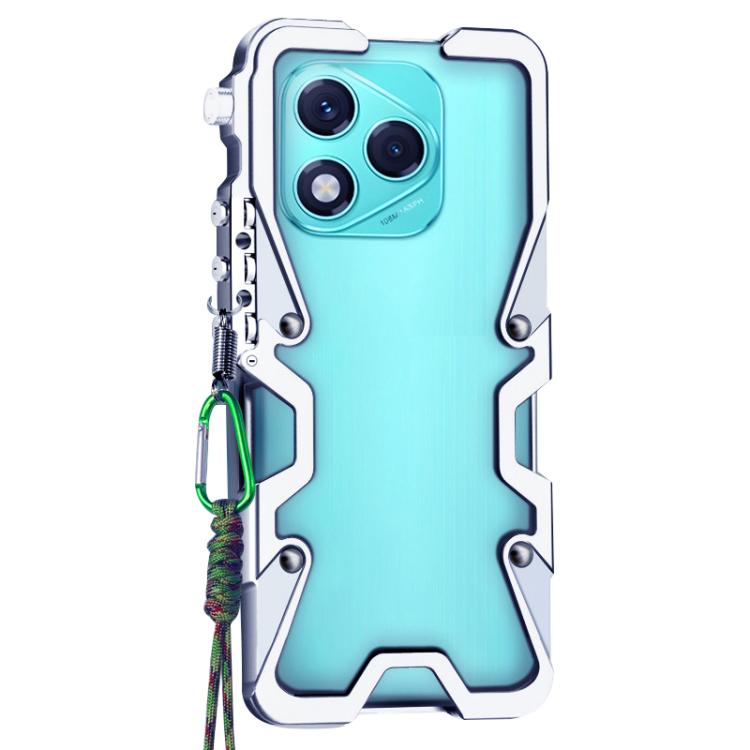 For Honor 400 Lite Global Trigger Design Hollow Metal Frame Phone Case with Lanyard