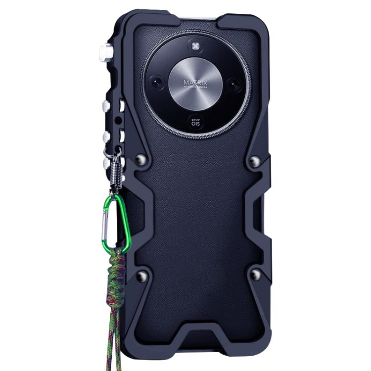 For Honor Magic8 Lite Trigger Design Hollow Metal Frame Phone Case with Lanyard