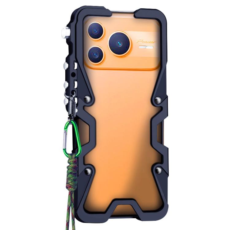 For Honor Power2 Trigger Design Hollow Metal Frame Phone Case with Lanyard