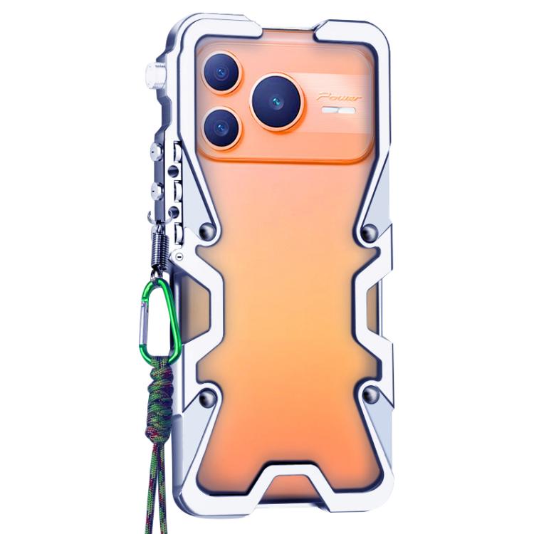For Honor Power2 Trigger Design Hollow Metal Frame Phone Case with Lanyard