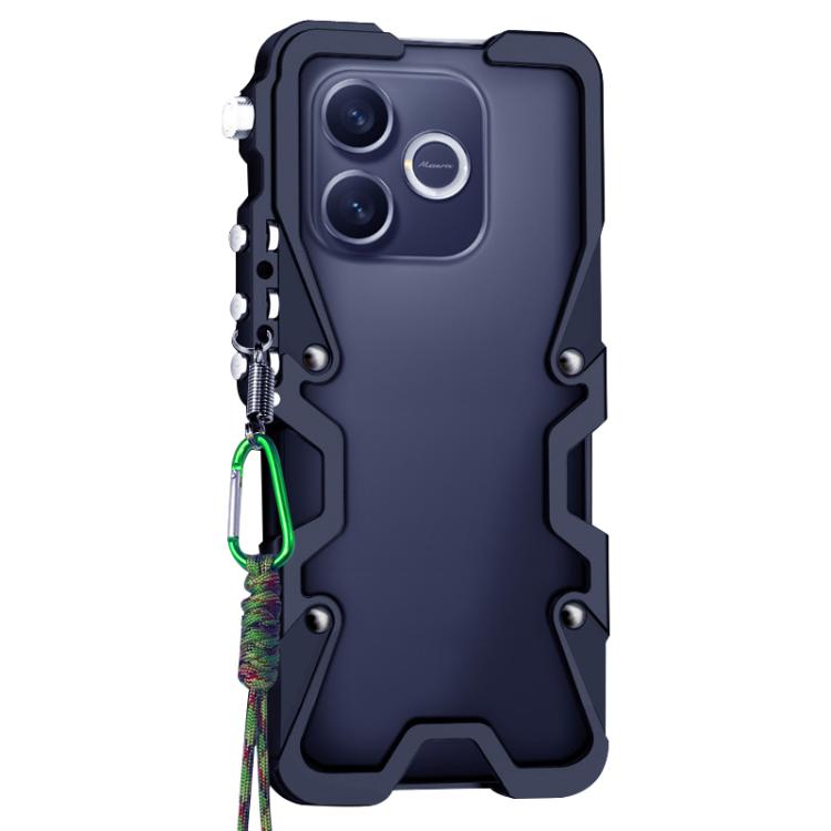 For Honor X80i 5G Trigger Design Hollow Metal Frame Phone Case with Lanyard