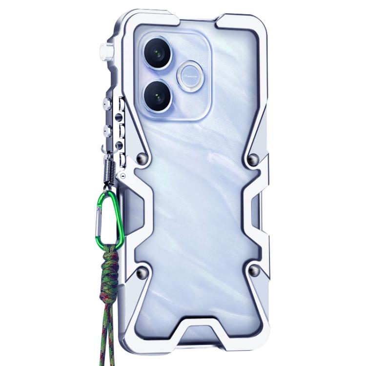 For Honor X80i 5G Trigger Design Hollow Metal Frame Phone Case with Lanyard