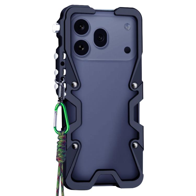 For Honor 600 Pro Global Trigger Design Hollow Metal Frame Phone Case with Lanyard
