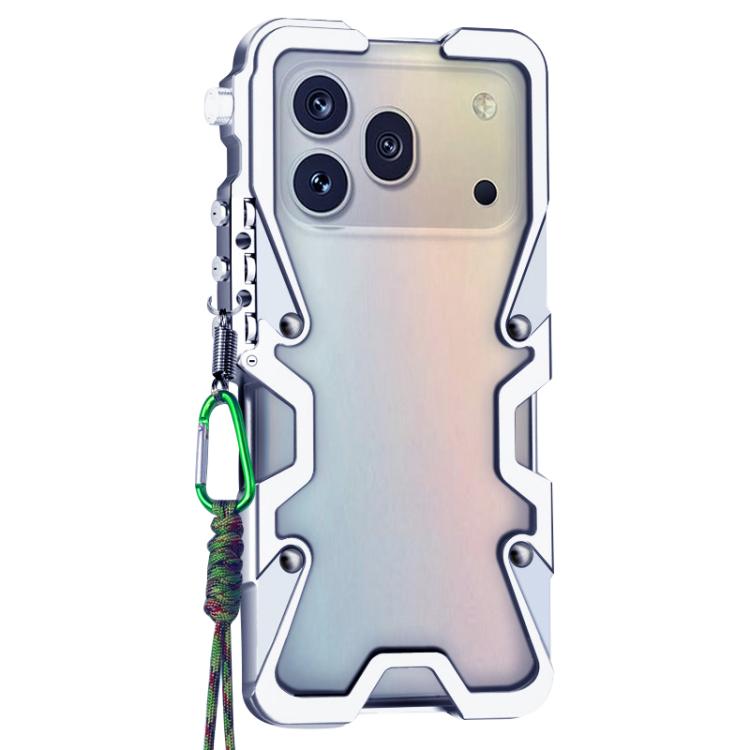 For Honor 600 Pro Global Trigger Design Hollow Metal Frame Phone Case with Lanyard