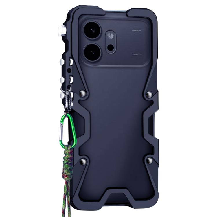 For Honor 600 Global Trigger Design Hollow Metal Frame Phone Case with Lanyard