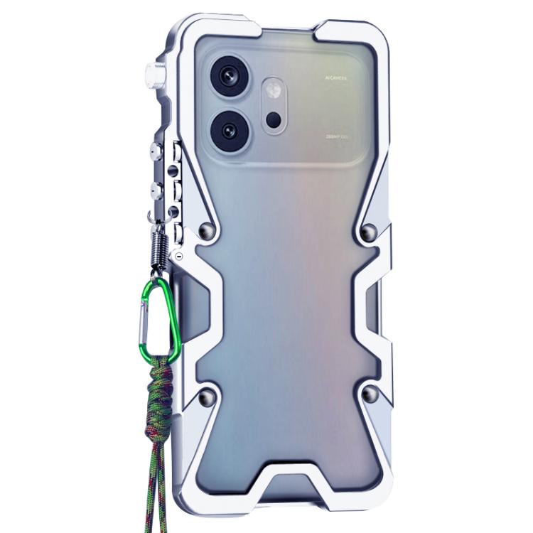 For Honor 600 Global Trigger Design Hollow Metal Frame Phone Case with Lanyard