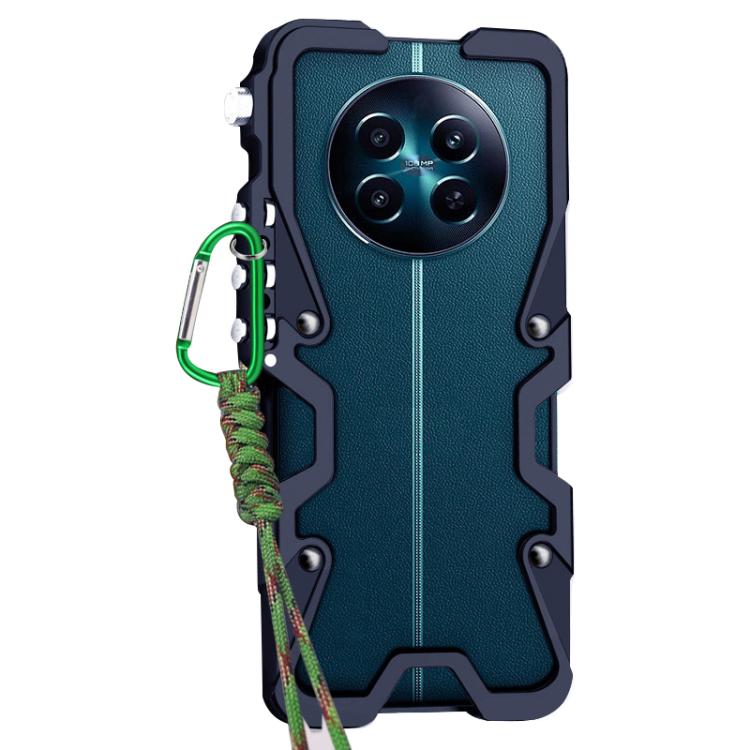 For Realme 12 Trigger Design Hollow Metal Frame Phone Case with Lanyard