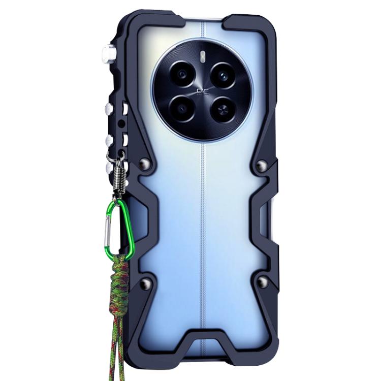 For Realme 13 4G Trigger Design Hollow Metal Frame Phone Case with Lanyard