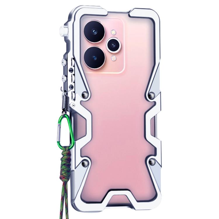 For Realme 15 Pro 5G Trigger Design Hollow Metal Frame Phone Case with Lanyard