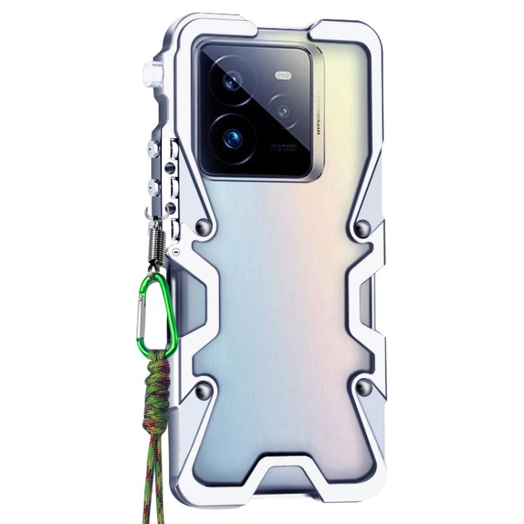 For Realme GT 7 Pro Trigger Design Hollow Metal Frame Phone Case with Lanyard