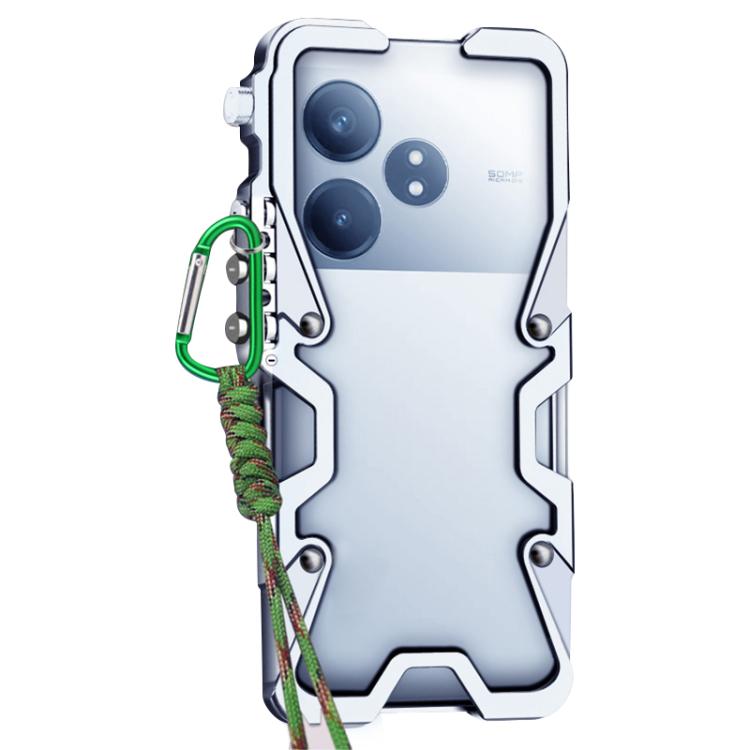 For Realme GT Neo6 Trigger Design Hollow Metal Frame Phone Case with Lanyard
