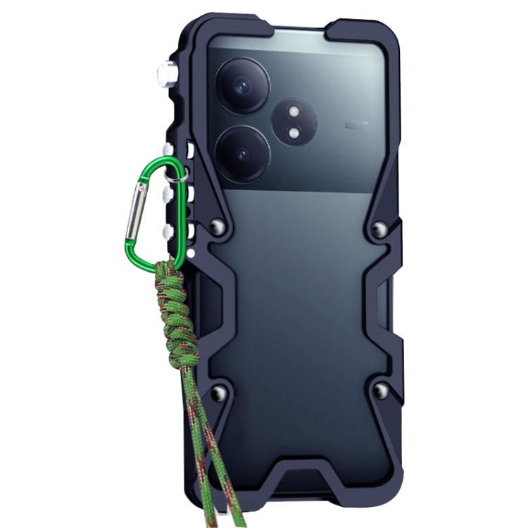 For Realme GT Neo6 SE Trigger Design Hollow Metal Frame Phone Case with Lanyard