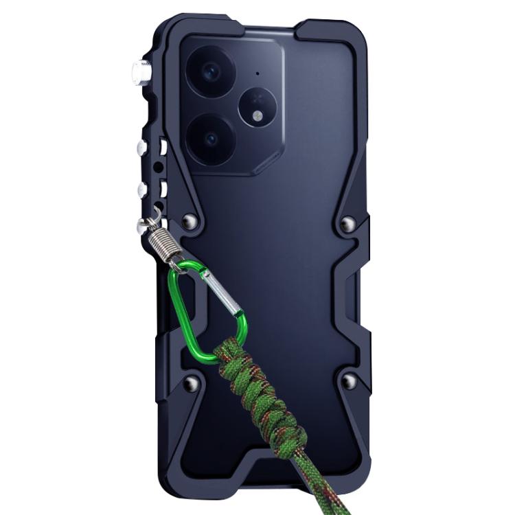 For Realme Neo7 Trigger Design Hollow Metal Frame Phone Case with Lanyard