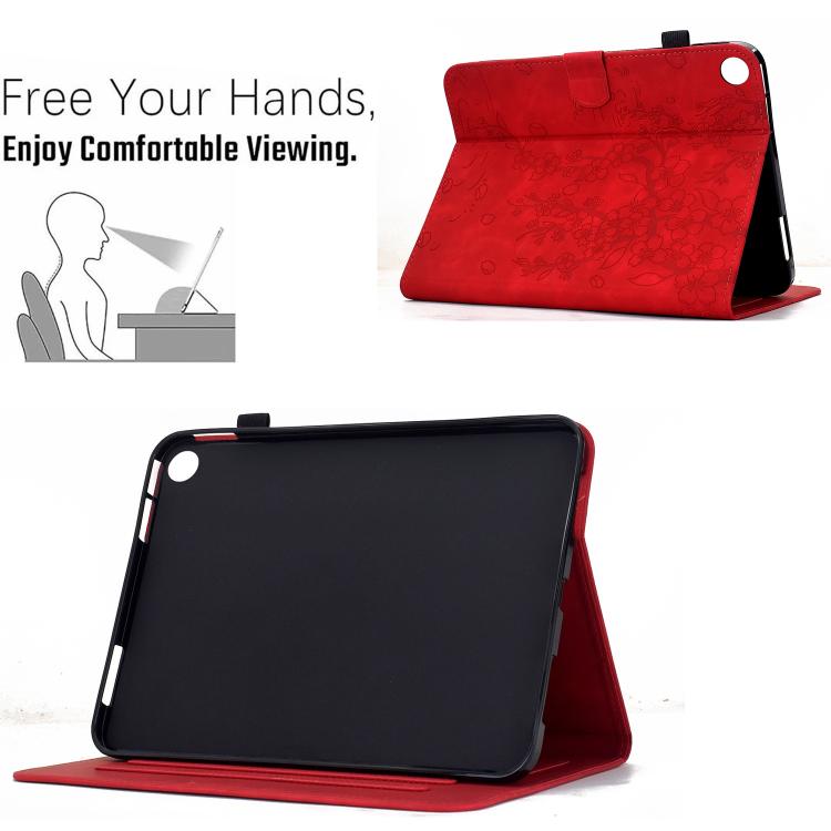 For Samsung Galaxy Tab A11+ / A9+ Plum Blossom Embossed Smart Leather Tablet Case