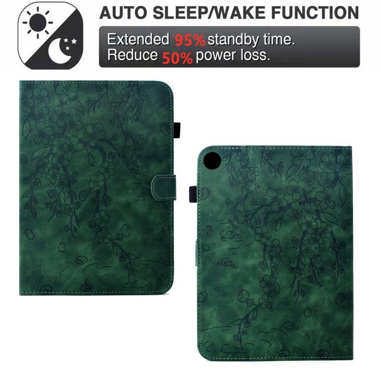 For Samsung Galaxy Tab A11+ / A9+ Plum Blossom Embossed Smart Leather Tablet Case
