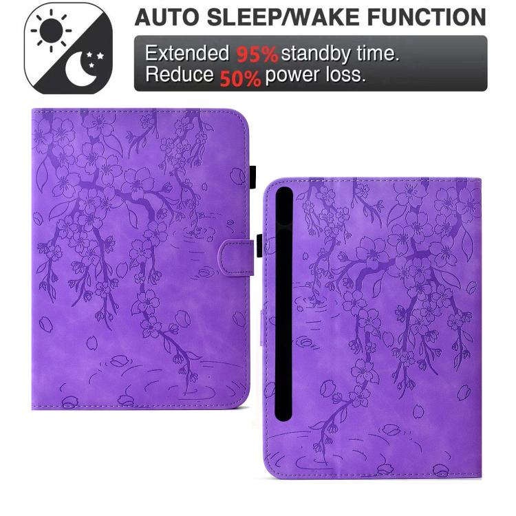 For Samsung Galaxy Tab S11 Plum Blossom Embossed Smart Leather Tablet Case