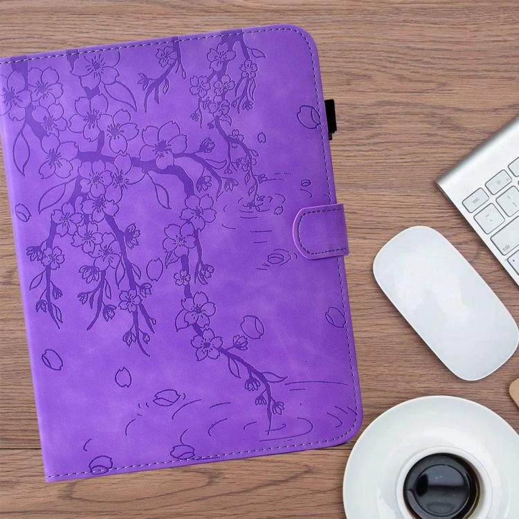 For Samsung Galaxy Tab S11 Plum Blossom Embossed Smart Leather Tablet Case