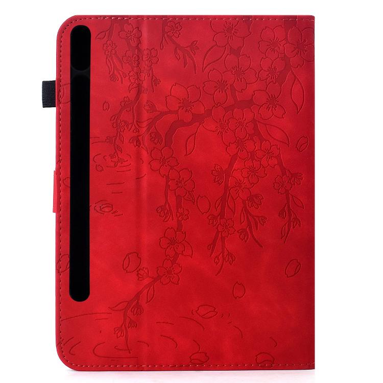 For Samsung Galaxy Tab S11 Plum Blossom Embossed Smart Leather Tablet Case