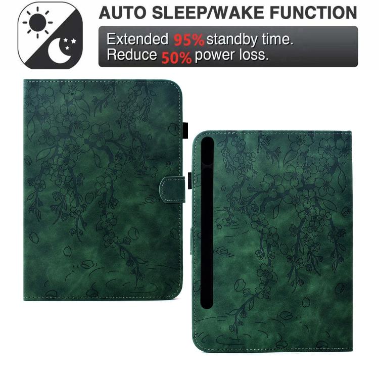 For Samsung Galaxy Tab S11 Plum Blossom Embossed Smart Leather Tablet Case