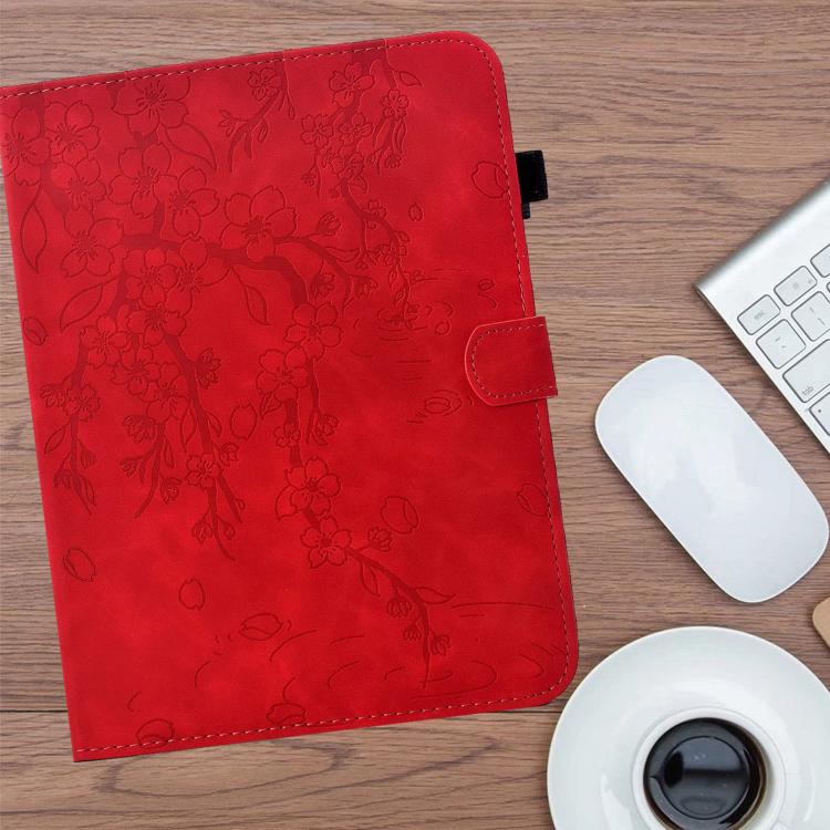 For Samsung Galaxy Tab S10 FE / S9 FE Plum Blossom Embossed Smart Leather Tablet Case