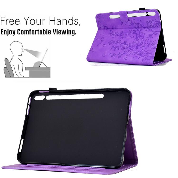 For Samsung Galaxy Tab S10 FE+ Plum Blossom Embossed Smart Leather Tablet Case