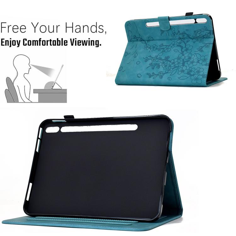 For Samsung Galaxy Tab S10 FE+ Plum Blossom Embossed Smart Leather Tablet Case
