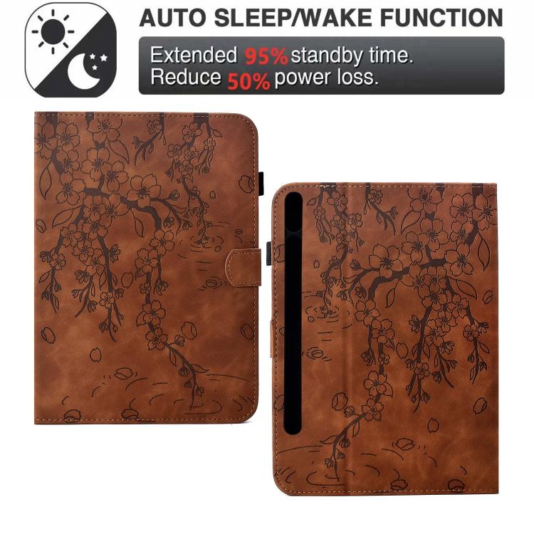 For Samsung Galaxy Tab S10 FE+ Plum Blossom Embossed Smart Leather Tablet Case