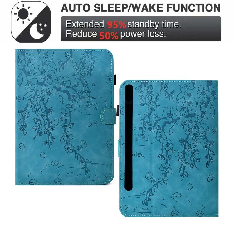 For Samsung Galaxy Tab S8 / S7 Plum Blossom Embossed Smart Leather Tablet Case