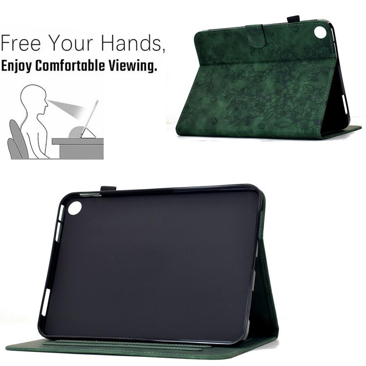 For Samsung Galaxy Tab A8 / X200 Plum Blossom Embossed Smart Leather Tablet Case