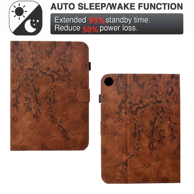 For Samsung Galaxy Tab A8 / X200 Plum Blossom Embossed Smart Leather Tablet Case